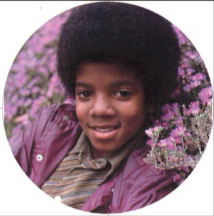 boyhood image of Michael Jackson in purple flowers