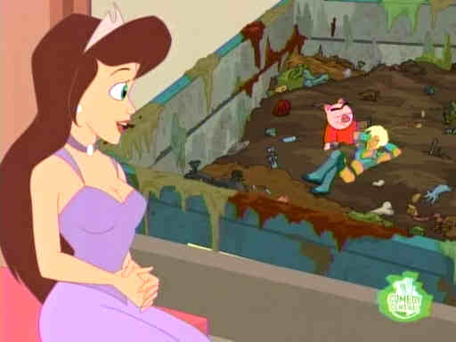 Princess Clara watches Xandir and Spanky Ham frolic in the medical waste