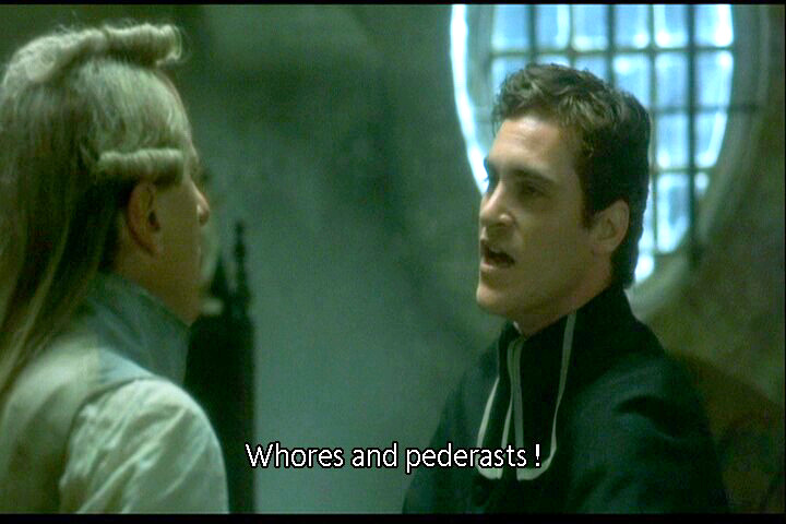 whores and pederasts, Joaquin Phoenix and Geoffrey Rush