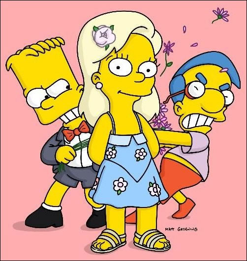 Reese Witherspoon on The Simpsons, with Bart and Milhouse