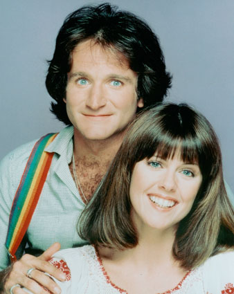 Pam Dawber and Robin Williams as Mork and Mindy