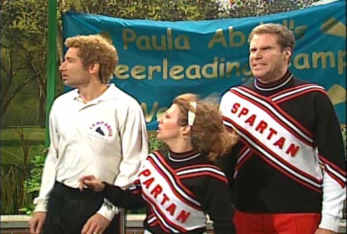 David Duchovny, Cheri Oteri, Will Ferrell as SNL Spartan Cheerleaders