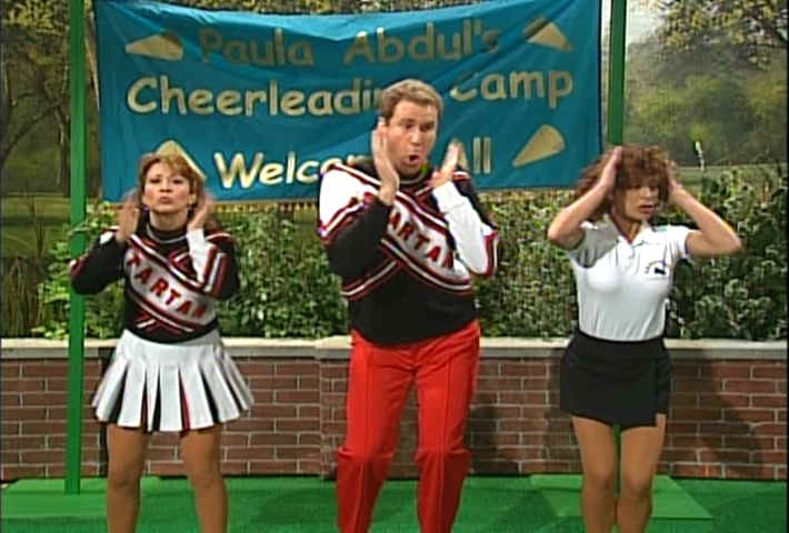 Paula Abdul, Cheri Oteri, Will Ferrell as SNL Spartan Cheerleaders