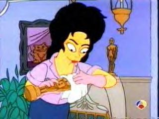 Elizabeth Taylor polishes an Oscar on The Simpsons