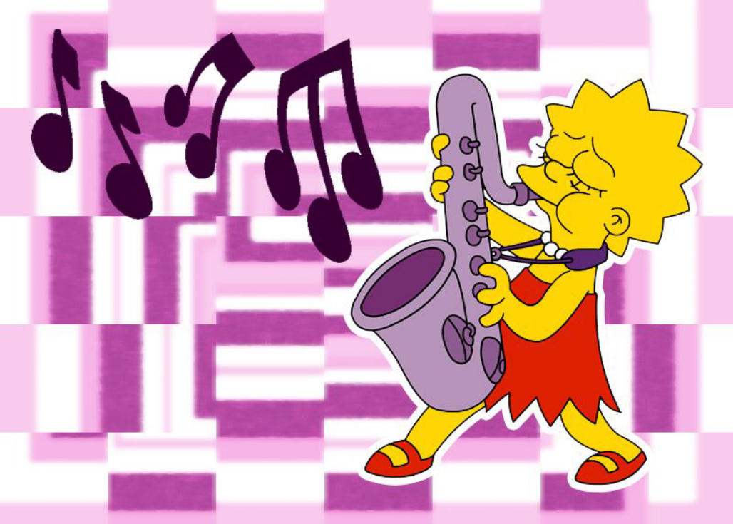 Lisa Simpson playing saxophone - wallpaper image