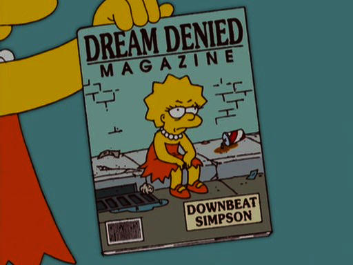 Lisa Simpson on the cover of Dream Denies magazine