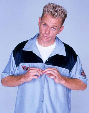Christopher Titus in a bowling shirt
