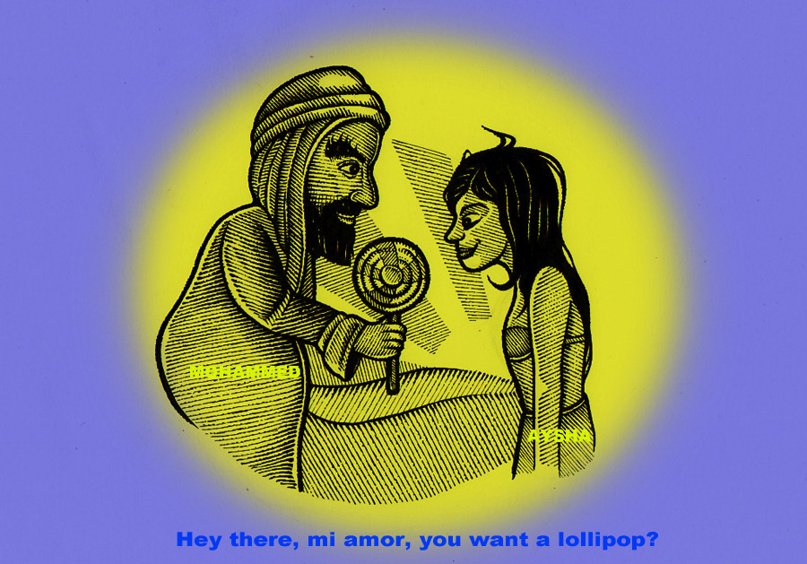 caricature of the prophet Mohammed and his youngest bride Aysha