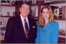Ronald Reagan with Ann Coulter, the devil with the blue dress