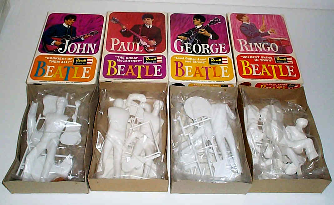 model Beatle toys - note that Ringo Star has the 'wildest skins in town'
