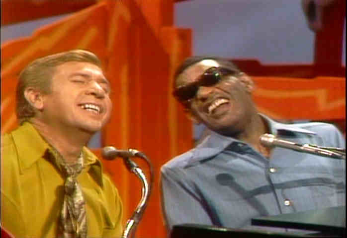 Ray Charles and Buck Owens laughing