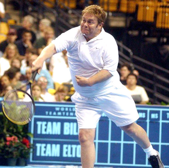 Elton John playing tennis