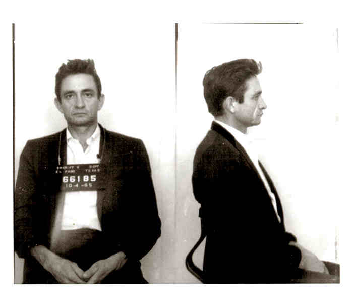 Busted! Johnny Cash in jail - mugshot in El Paso 1965