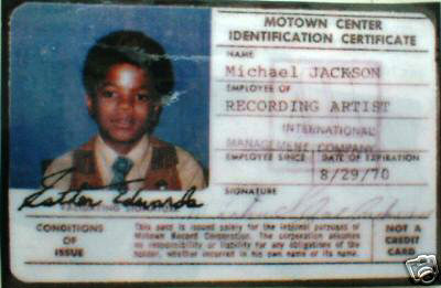 Michael Jackson's Motown Center Identification Card
