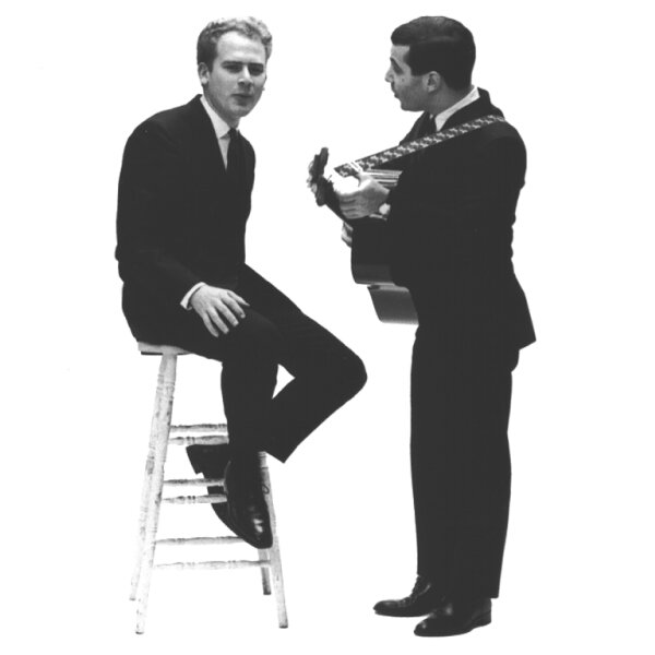 Art Garfunkel and Paul Simon in suit and tie
