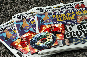 Prince Rogers Nelson gives away Planet Earth CD with the 7-15-2007 edition of English newspaper The Mail